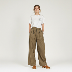 Flat lay of cozy autumn outfit featuring urbano white graphic T-shirt.